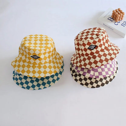 Fashionable Checkerboard Pattern Kids Bucket Hat