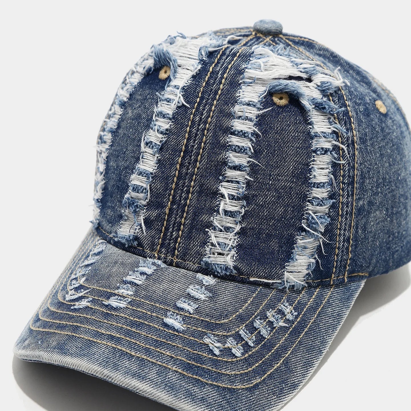 Stylish Distressed Washed Denim Baseball Cap Women Men