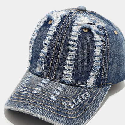 Stylish Distressed Washed Denim Baseball Cap Women Men