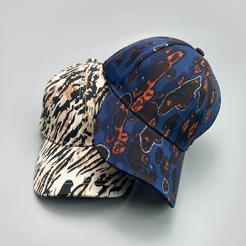 Graffiti Leopard Stripe Print Baseball Hats