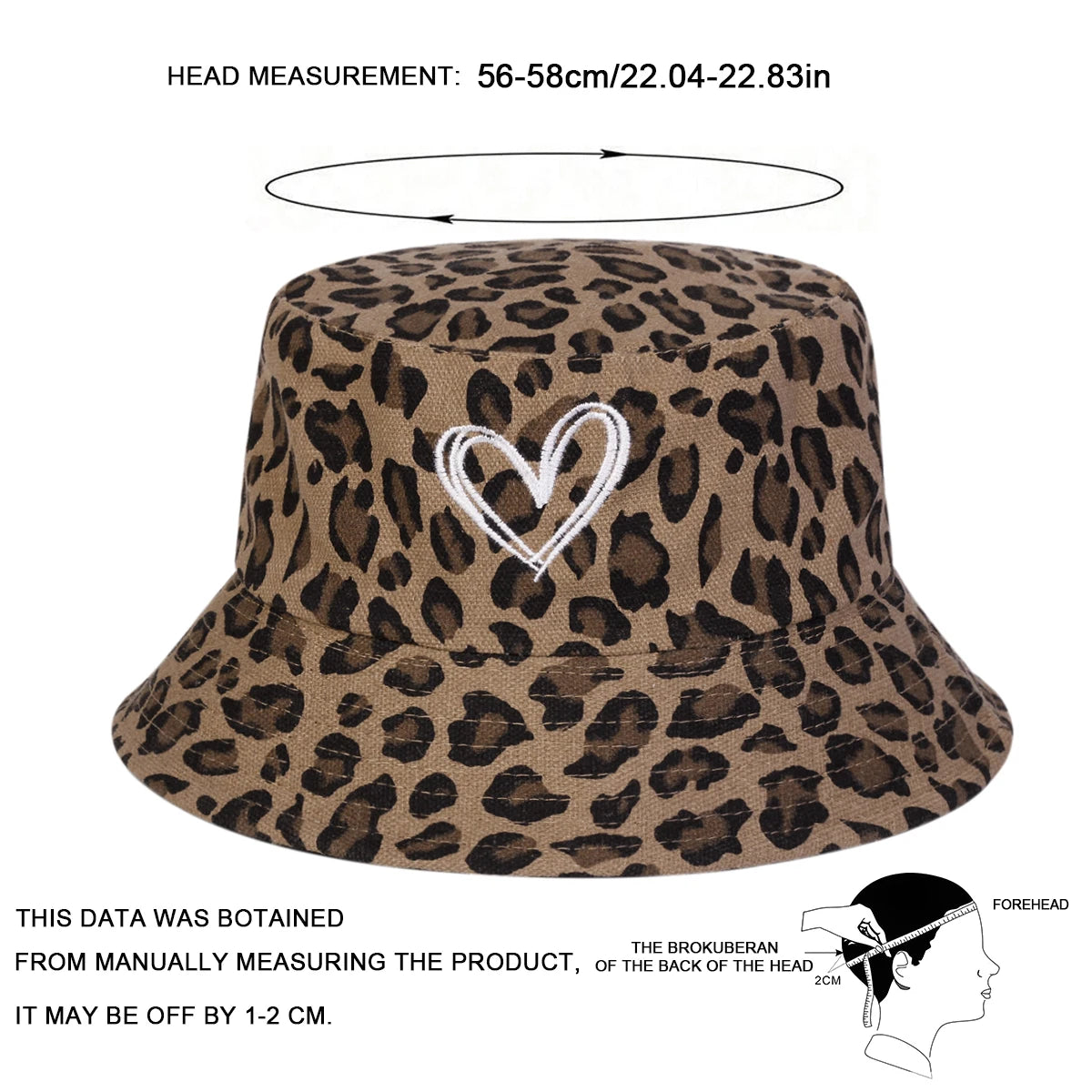 Unisex Leopard Print with Hearts Panama Fisherman Hat