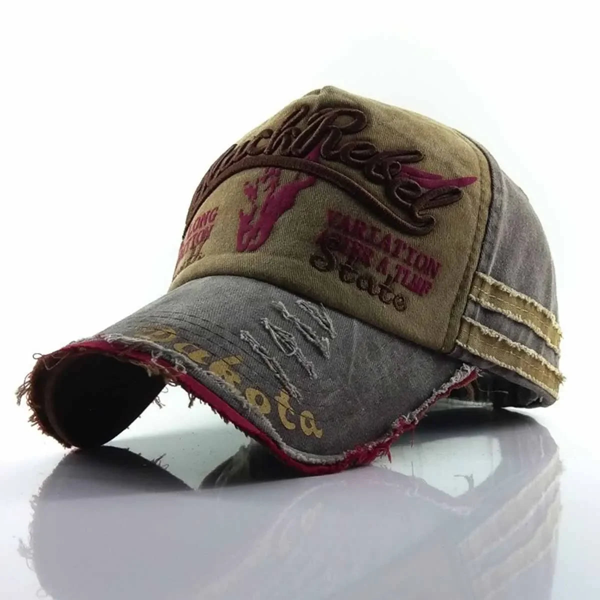 Unisex Black Rebel Letter Embroidery Wash Baseball Caps Outdoor Adjustable Casual Hats Sunscreen Hat