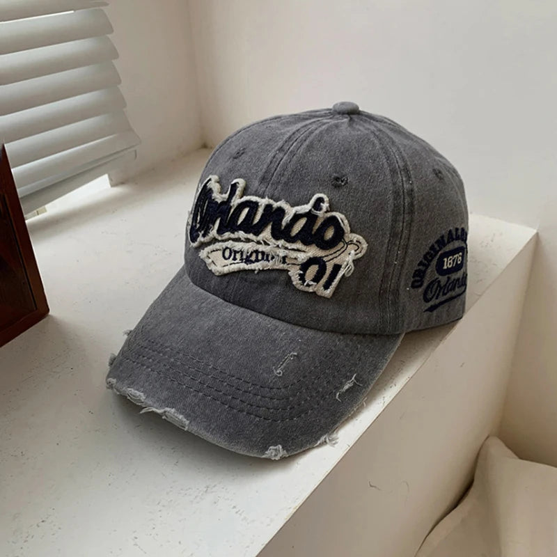 Hip Hop Holes Baseball Hat For Men Women Retro Washed Cotton Peaked Cap