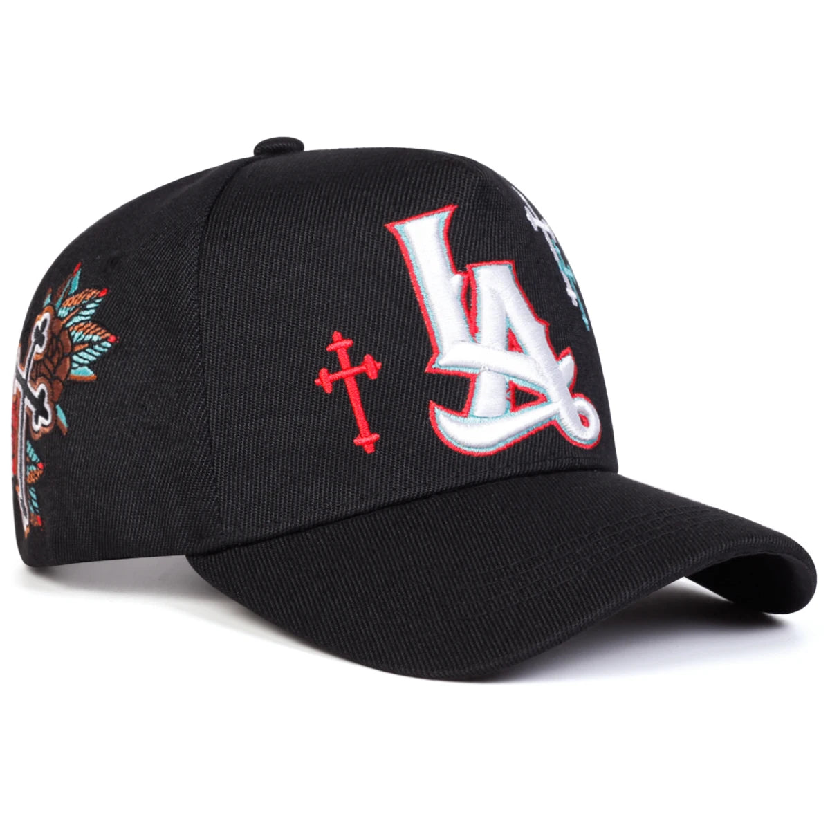 Unisex LA Letter Cross Embroidery Baseball Caps Spring and Autumn
