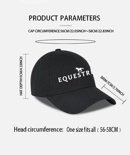 Equestrian Themed Horse Logo Print Soft Top Baseball Cap Soft Comfortable Breathable Adjustable Retro
