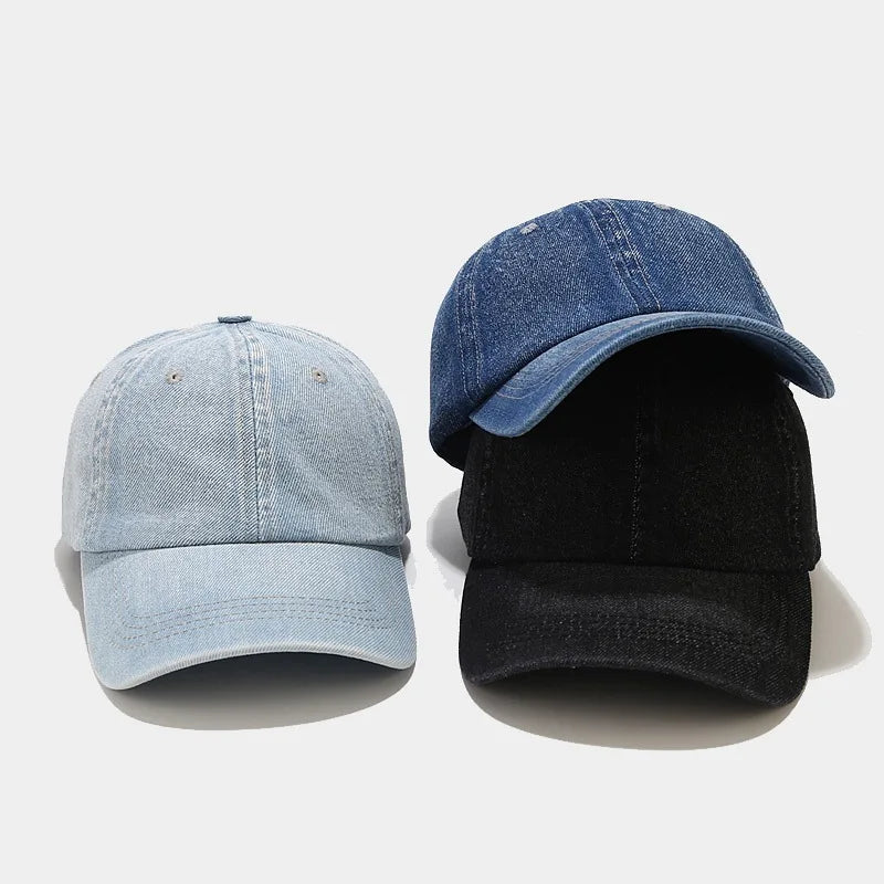 Vintage Washed Cotton Baseball Cap Men Women Denim