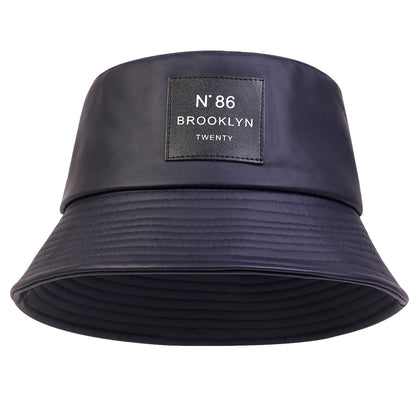 Unisex N86 Label Personality Pu Leather Bucket Hats