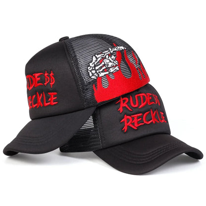 Unisex Rude Reckle Letter Embroidery Baseball Net Caps Spring Summer