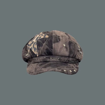 Y2K Personalized Star Sticker Rivet Design Berets Caps