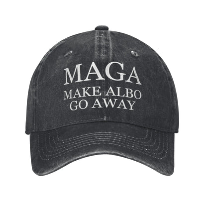Vintage Maga Make Albo Go Away Baseball Cap Unisex Distressed Denim