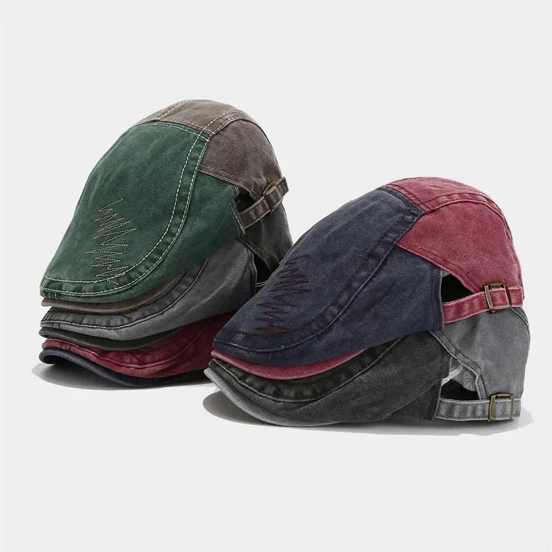 Spring Cotton Print Newsboy Caps Flat Peaked Cap