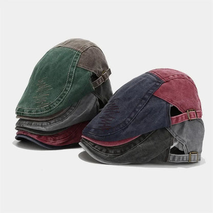 Spring Cotton Print Newsboy Caps Flat Peaked Cap