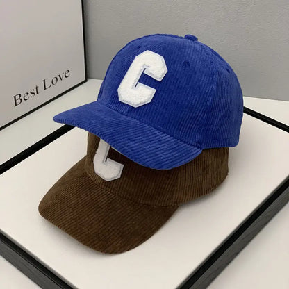 Fashion Corduroy Baseball Cap Ladies Letter C baseball Hat Women Man