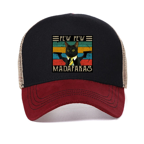 Funny Cat Pew Pew Madafakas Print Women Hat Summer