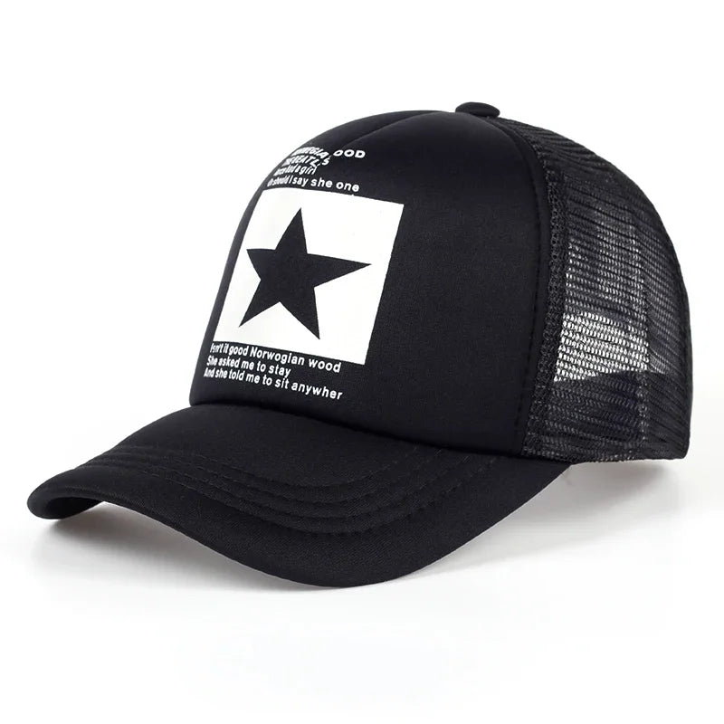 Unisfive-pointed Star Printed Baseball Cap Spring Summer Breathable Net Caps Men Women