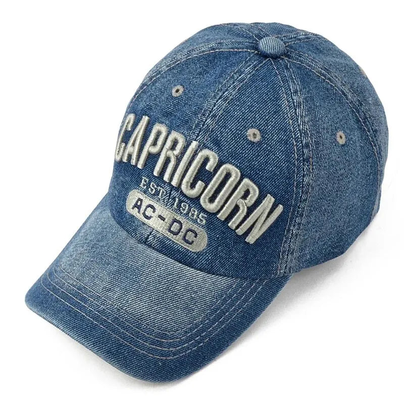 Unisex Capricorn Letter Embroidery Wash Baseball Caps