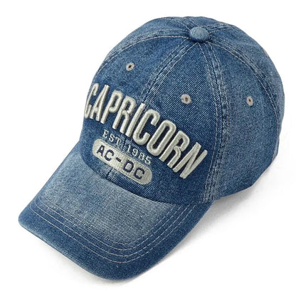 Unisex Capricorn Letter Embroidery Wash Baseball Caps