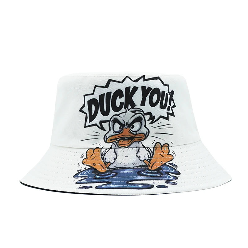 Bocca Cartoon Duck Bucket Hat Letter Pattern Fisherman Hats