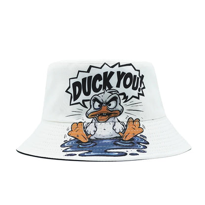 Bocca Cartoon Duck Bucket Hat Letter Pattern Fisherman Hats