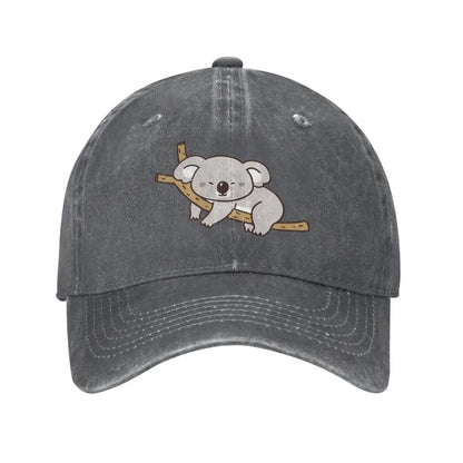 Cartoon Koala Vintage Adjustable Washed Denim Cotton Low Profile Dad Trucker Hat