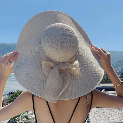 Women's Seaside Bow Beach Hat Oversize Straw Hat
