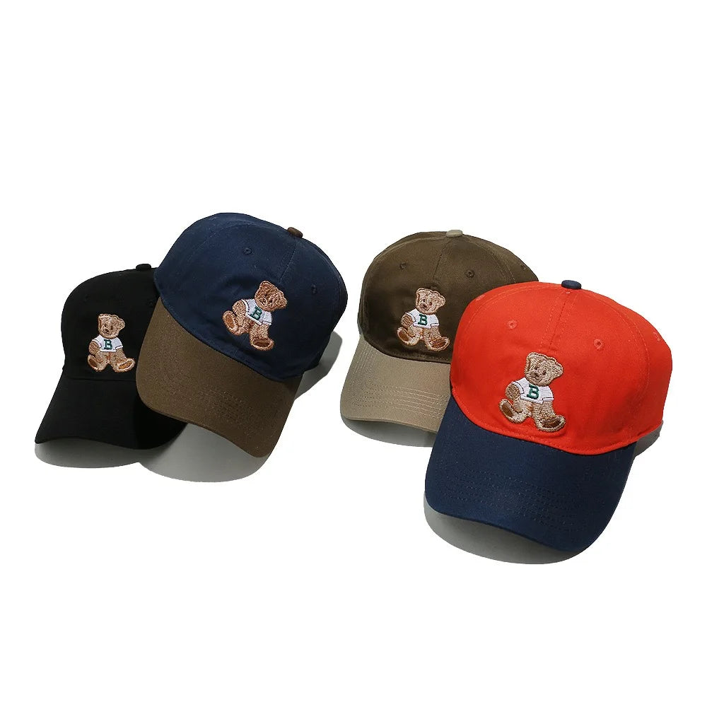 Unisex Cotton Baseball Cap With Lovely Bear Embroidery Outdoor Sports Dad