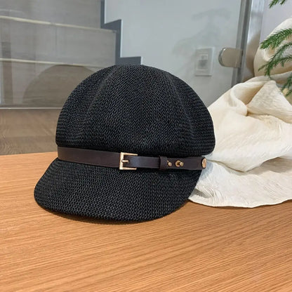 New Breathable Women's Beret Thin Knitted Octagonal Hat