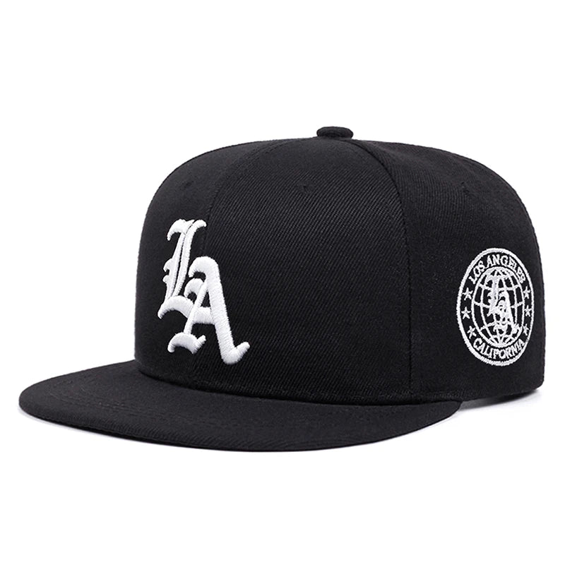 Fashion Hip Hop Hat LA Letter Side Earth Embroidered Baseball Hat Unisex