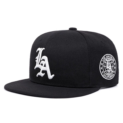 Fashion Hip Hop Hat LA Letter Side Earth Embroidered Baseball Hat Unisex