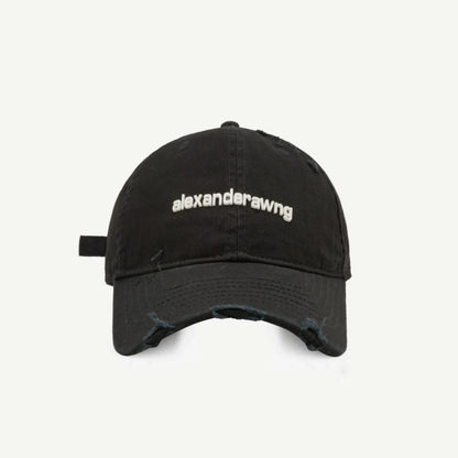 Ripped Letter Embroidery Trendy Baseball Cap Children Soft Top Showing Face Small Couple Big Head Casual Cap Men