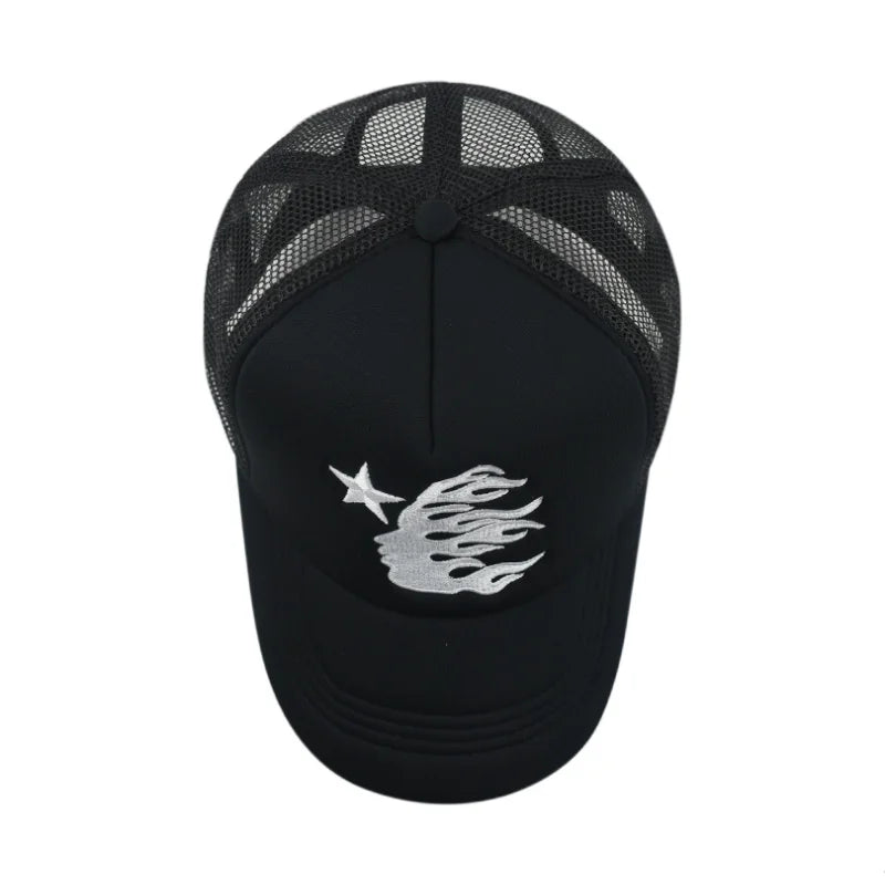 American Style Hip Hop Mesh Sunshade Breathable Baseball Hats Fashion Head Embroidered Duckbill Cap