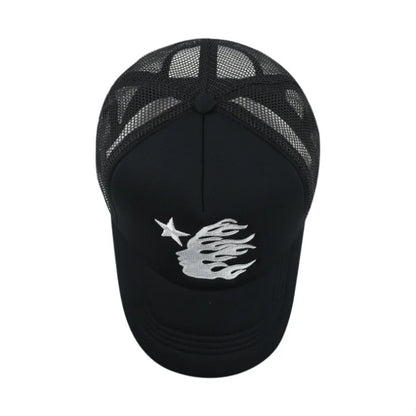 American Style Hip Hop Mesh Sunshade Breathable Baseball Hats Fashion Head Embroidered Duckbill Cap