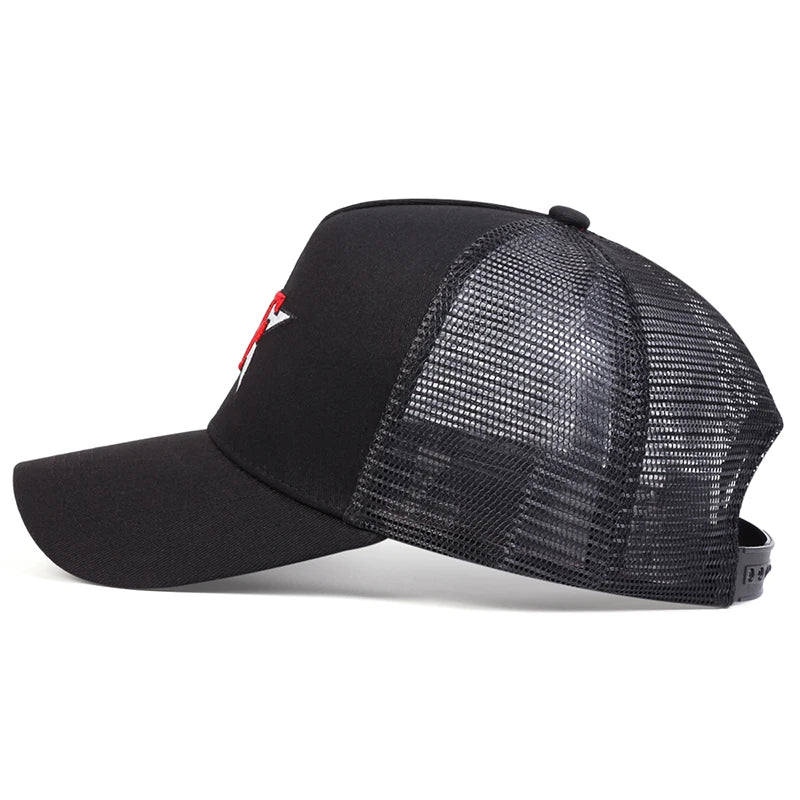 Unisex F Letter Pentagram Embroidery Baseball Net Caps Spring and Summer