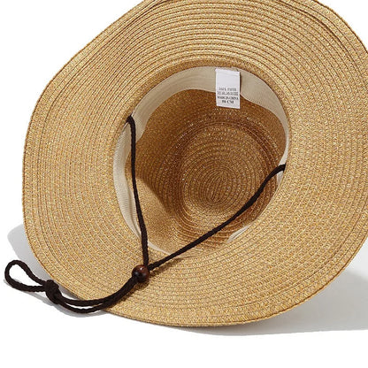 Summer UPF50+ Wide Brim Sun Hat Outdoor Western Cowboy Fisherman Cap