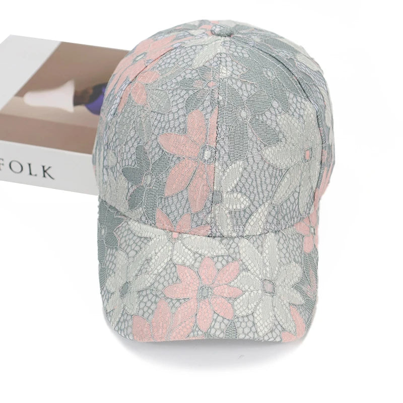 Women Lace Flower Baseball Caps Adult