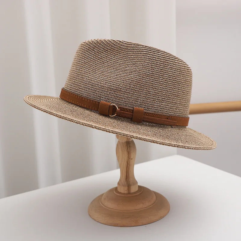 Summer Woven Straw Hat Wide Brim Sun Protection Breathable