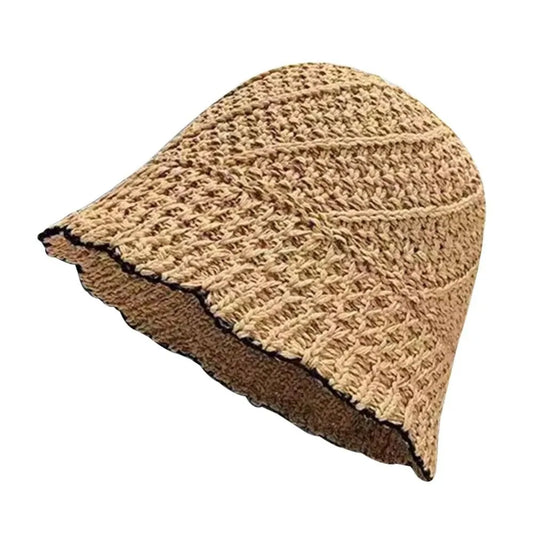 Fashion Foldable Sun Hat Fordable Wide Brim Straw Bucket Hat
