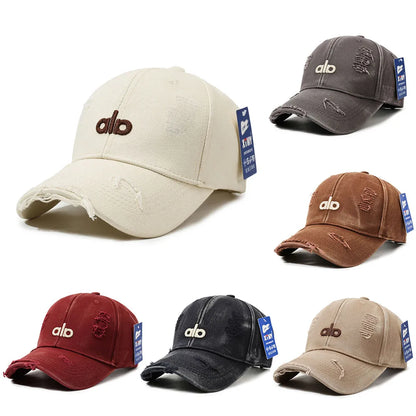 Vintage American-Style Distressed Denim Baseball Cap