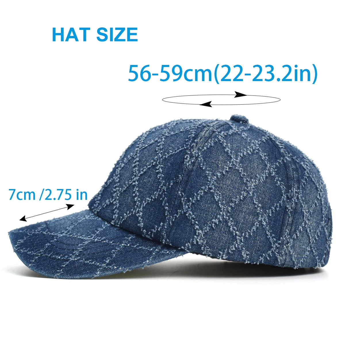 Lattice Washed Cotton Baseball Cap Men Women Vintage Denim Dad Hat