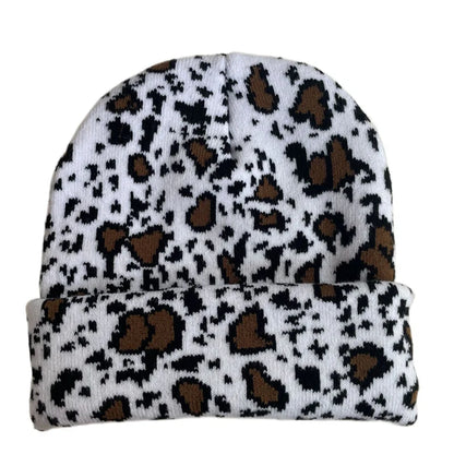 Winter Leopard Knitted Hats For Women Men Outdoor