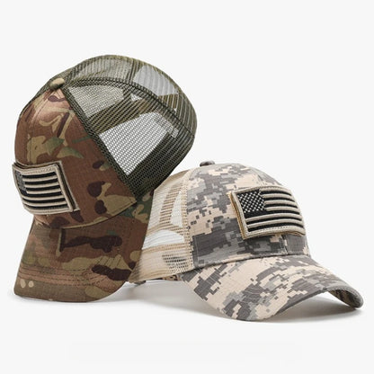 Camouflage Adjustable Breathable Sticker Embroidery Baseball Cap Mesh Hat Outdoor Sunscreen Cap ﻿