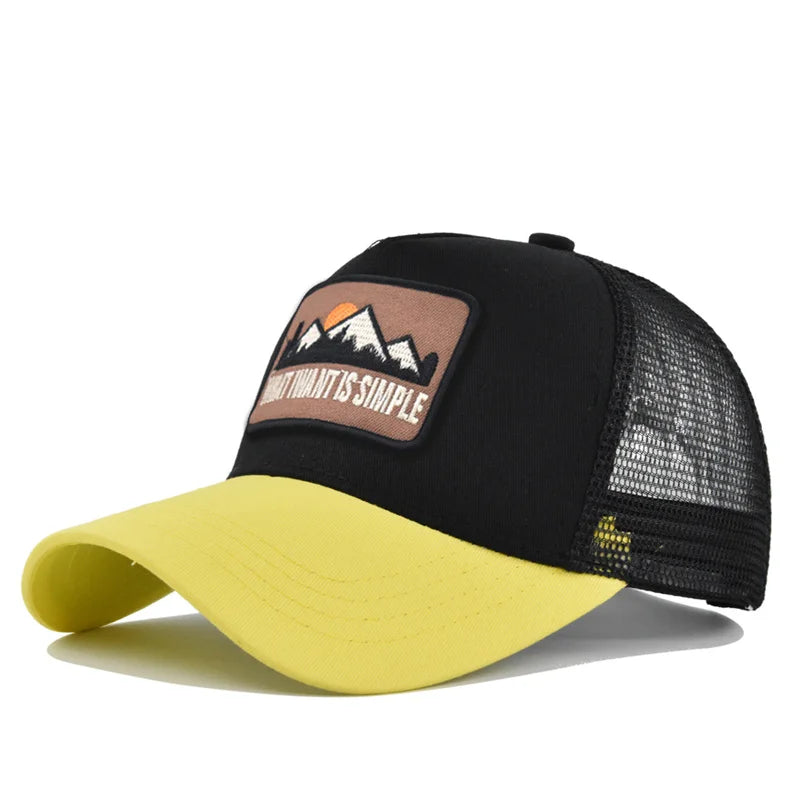 Brand Letter Mesh Breathable Hat Women Men Embroidery Baseball Cap