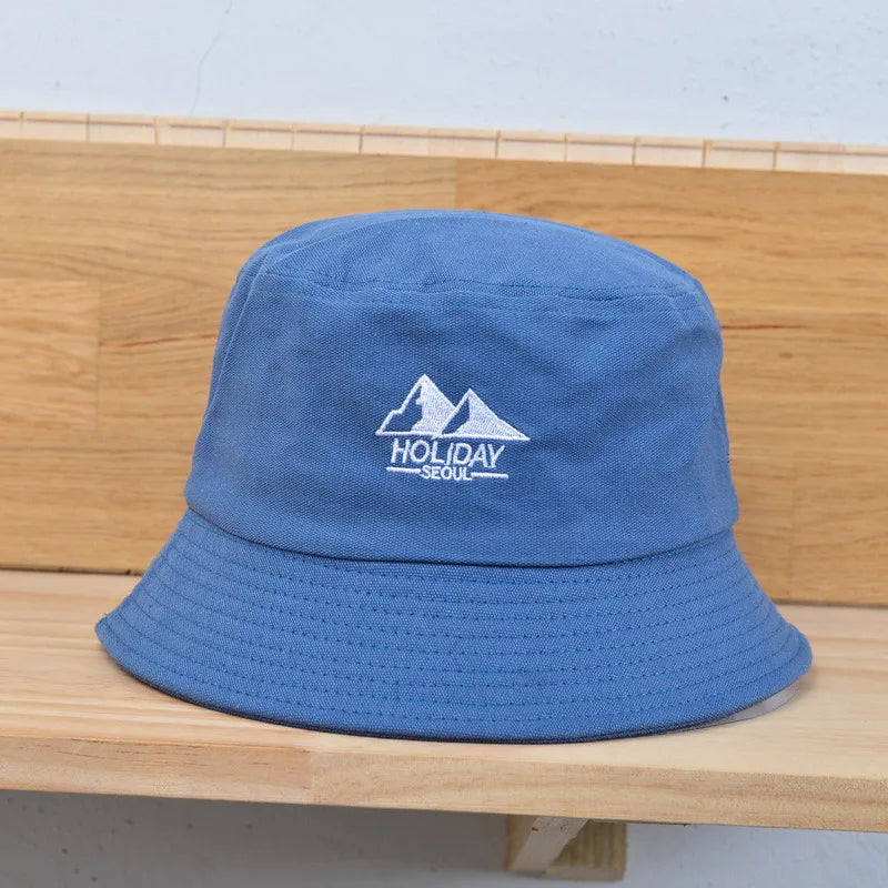 Embroidery Cotton Bucket Hat For Men Summer