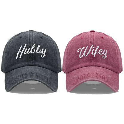Embroidered Wifey & Hubby Hat Soft Cotton