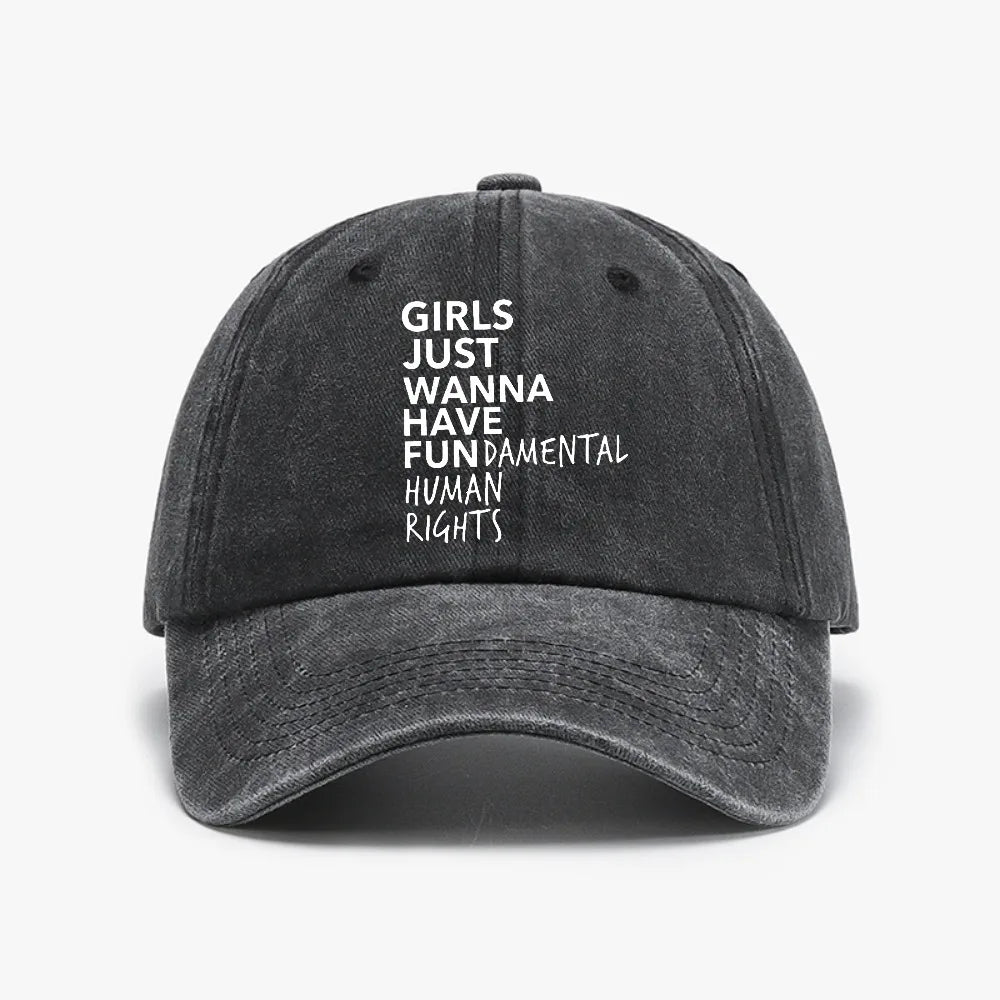 Girls Just Wanna Have Fundamental Human Rights Printed Cap