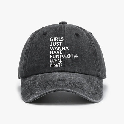 Girls Just Wanna Have Fundamental Human Rights Printed Cap