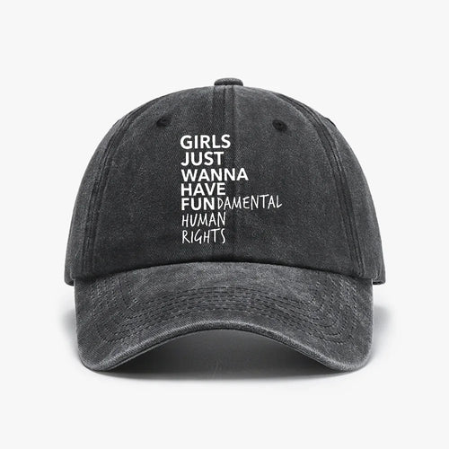 Girls Just Wanna Have Fundamental Human Rights Printed Cap
