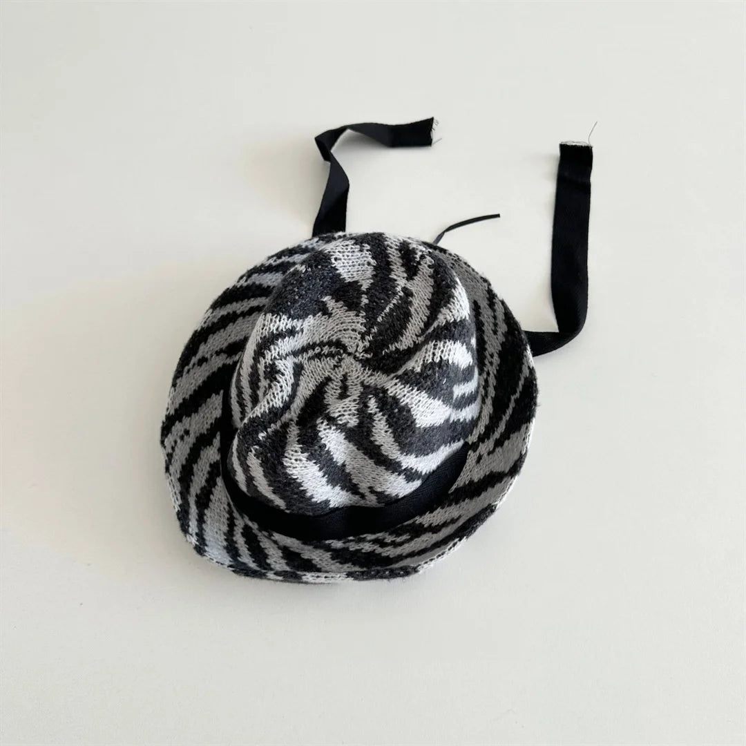 2-6Y Autumn Children Jazz Hat Fedora Style Zebra Stripe Print Hat