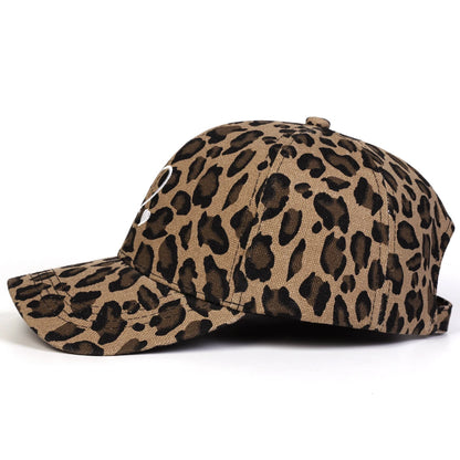 Unisex Leopard Print With Hearts Embroidery Baseball Caps