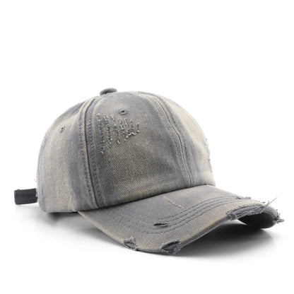 Custom Logo Washed Ripped Denim Baseball Cap